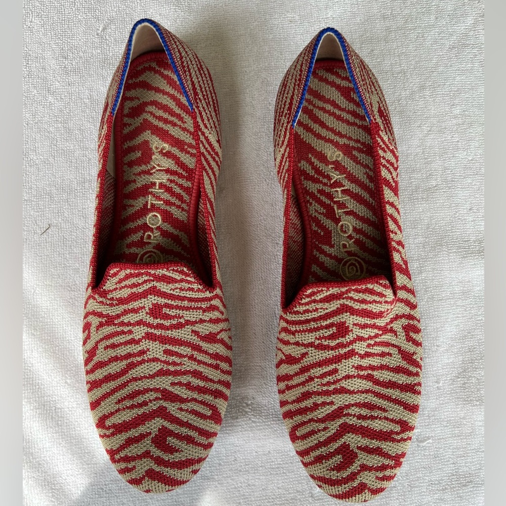 Rothy’s Red Zebra Loafers, Size 7.5, VGUC